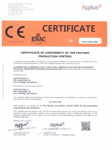 Marcado CE norma 15088 Certificate Conformity Factory Production Control